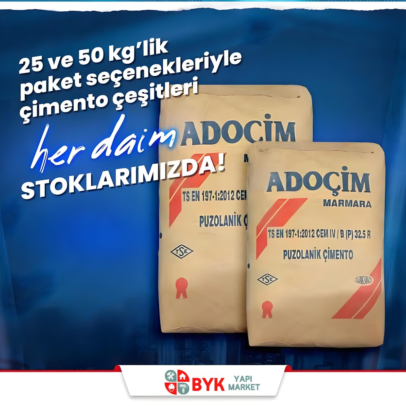 Adoçim Çimento 25 ve 50m Kg 